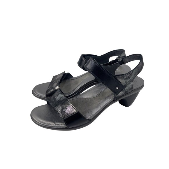 Naot Womens Black/Metallic Double Strap Leather Heeled Sandals Size 37 - Picture 11 of 13